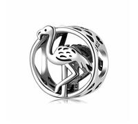 ZUOHUI Colgante de plata de ley S925 con forma de flamenco, dinosaurio y patito. Compatible con pulseras Pandora, Biagi, Troll y Chamilia. Regalo de joyería DIY for llaveros, collares y pulseras.(PC05