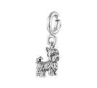 ZUOHUI Colgante de Yorkshire (raza de perro) en plata de ley S925. Compatible con pulseras Pandora, Biagi, Troll y Chamilia. Regalo de joyería de perro DIY for llaveros, collares y pulseras.