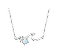 ZUOHUI Collar con tortuga marina y olas del mar para mujer, plata de ley 925 chapada en rodio, hipoalergénico, colgante para combinar en verano en la playa, regalo para ella, hija o hermana