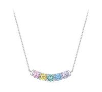 ZUOHUI Collar de circonita cúbica arcoíris de 5 colores for mujer, plata de ley 925, cadena Flash O hipoalergénica, regalo de cumpleaños for su hija, hermana, novia