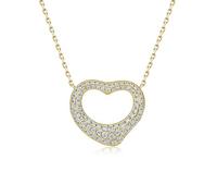 ZUOHUI Collar de moissanita con corazón hueco de plata S925, colgante de pavé completo, cadena en capas for San Valentín, mamá, esposa, aniversario(Gold)