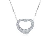 ZUOHUI Collar de moissanita con corazón hueco de plata S925, colgante de pavé completo, cadena en capas for San Valentín, mamá, esposa, aniversario(Silver)
