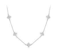 ZUOHUI Collar de moissanita de 5 x 0,06 ct con trébol de cuatro hojas para mujer, en plata de ley 925, hipoalergénico, con cadena tipo «Flash O», ideal para combinar, regalo para San Valentín