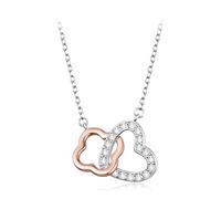 ZUOHUI Collar de trébol de cuatro hojas con forma de corazón for mujer, plata de ley 925, cadena Flash O hipoalergénica, regalo de capas de la suerte for su San Valentín, Navidad, cumpleaños
