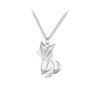 ZUOHUI Collar Little Fox for mujer de plata de ley 925 rodiada con colgante de animal de origami, cadena Chopin hipoalergénica, regalo único for su cumpleaños, Navidad
