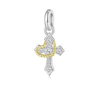 ZUOHUI Cross S925 Silver Heart Cross Charm se adapta a cuentas Pandora