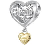 ZUOHUI Cuenta Charm Corazón chapado en cobre for Pandora DIY | Compatible con Troll Biagi Chamilia Pulsera Familia Amor Joyería Regalo Boda Cumpleaños Día de San Valentín