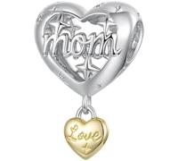 ZUOHUI Cuenta Charm Corazón chapado en cobre for Pandora DIY | Compatible con Troll Biagi Chamilia Pulsera Familia Amor Joyería Regalo Boda Cumpleaños Día de San Valentín
