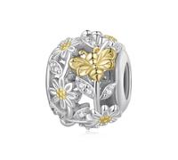 ZUOHUI Cuenta Charm Margarita Abeja Chapado en Cobre for Pandora DIY | Platino compatible con Troll Biagi Chamilia Pulsera Cuenta Cristal CZ DIY Suministros Joyería Regalo for Ella