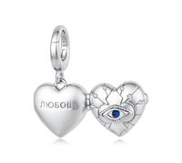 ZUOHUI Cuenta Charm Medallón Corazón Mal de Ojo 925 Plata Esterlina for Pandora
