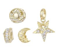 ZUOHUI Cuentas Charm Estrella Luna chapado en cobre for Pandora DIY | Colgante Celeste oro compatible con Troll Biagi Chamilia Pulsera Cuentas Suministros Joyería Regalo for Ella