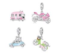 ZUOHUI Cuentas Charm Gato Autobús Rosa Chapado en Cobre for Pandora