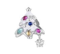 ZUOHUI Dije de árbol de Navidad con nieve en plata de ley S925 for mujer, compatible con pulseras y collares Pandora, Biagi, Troll y Chamilia.