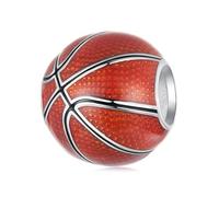 ZUOHUI Dije de baloncesto en plata de ley S925. Compatible con pulseras Pandora, Biagi, Troll y Chamilia. Suministros for crear joyas deportivas y regalar.