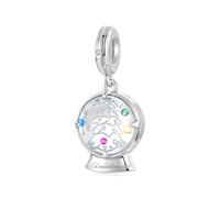 ZUOHUI Dije de bola de cristal navideña de plata de ley S925 for mujer, compatible con pulseras y collares Pandora, Biagi, Troll y Chamilia.