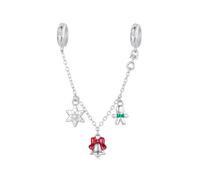 ZUOHUI Dije de cadena de seguridad con diseño de campana navideña, copo de nieve y hombre de jengibre en plata de ley S925 para mujer, compatible con pulseras y collares Pandora.
