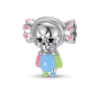 ZUOHUI Dije de Calavera de Caramelo for Bebé - Plata de Ley 925 con Detalles de Resina, Orificio de 4,5 mm for Pulseras Pandora, Regalos de Joyería DIY for Mujeres, Hermanas, Madres (Cumpleaños, San V