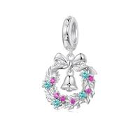 ZUOHUI Dije de campanas navideñas de plata de ley S925 for mujer, compatible con pulseras y collares Pandora, Biagi, Troll y Chamilia.
