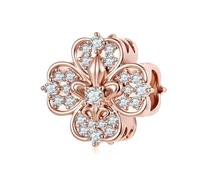 ZUOHUI Dije de cobre chapado en oro rosa con forma de iris y trébol de cuatro hojas para la creación de joyas DIY: abalorios con motivos florales de la suerte para pulseras Pandora