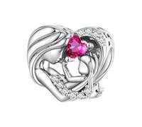 ZUOHUI Dije de corazón for madre e hijo - Cuenta de bricolaje chapada en cobre for pulseras y collares | Compatible con Pandora, Biagi | Regalo for mamá, esposa, hija.