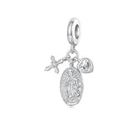 ZUOHUI Dije de crucifijo de la Virgen María en plata de ley S925 for hacer joyas, agujero for pulsera de 4,5 mm, regalo for mujer, esposa, madre, hija, Navidad y San Valentín.