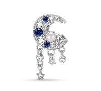 ZUOHUI Dije de cuna con perla y luna en plata de ley 925: crea tus propias joyas, ideal for regalar en cumpleaños o el Día de la Madre, compatible con pulseras Pandora y europeas.