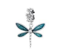 ZUOHUI Dije de libélula de cobre chapado en platino for pulseras de bricolaje, orificio de 4,5 mm, dije de cuentas con piedras de circón y detalle de aceite de goteo (compatible con Pandora)