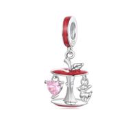 ZUOHUI Dije de manzana navideña de plata de ley S925 for mujer, compatible con pulseras y collares Pandora, Biagi, Troll y Chamilia.