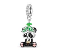 ZUOHUI Dije de panda de plata de ley 925 for mujer con revestimiento de resina: un accesorio fresco y dulce for crear joyas de verano | Regalo for cumpleaños, Día de la Madre y niños(A)