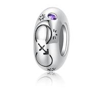 ZUOHUI Dije de plata de ley S925 con 12 cuentas espaciadoras del zodiaco for mujer, chapado en platino, compatible con pulseras y collares Pandora, Biagi, Troll y Chamilia.(Sagittarius)