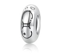 ZUOHUI Dije de plata de ley S925 con 12 cuentas espaciadoras del zodiaco for mujer, chapado en platino, compatible con pulseras y collares Pandora, Biagi, Troll y Chamilia.(Gemini)