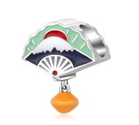 ZUOHUI Dije de plata de ley S925 con forma de abanico del Monte Fuji for hacer joyas, regalo for ella: accesorio for Navidad, San Valentín y cumpleaños.