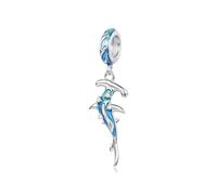 ZUOHUI Dije de plata de ley S925 con motivos marinos para mujer: para crear joyas DIY; con motivos de la vida marina para pulseras compatibles con Pandora(Squalo martello BSC1268)