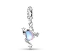 ZUOHUI Dije de rana de piedra lunar en plata de ley S925 for mujer, compatible con pulseras y collares Pandora, Biagi, Troll y Chamilia.