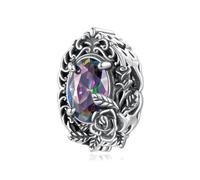 ZUOHUI Dije de rosa misteriosa de noche oscura en plata de ley S925 for mujer, compatible con pulseras y collares Pandora, Biagi, Troll y Chamilia.