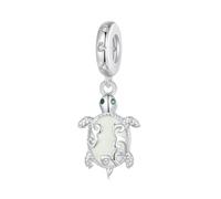 ZUOHUI Dije de tortuga que brilla en la oscuridad for mujer, cuenta de cobre chapada en platino for pulseras, collares y llaveros de bricolaje - 4,5 agujeros for Pandora/dijes europeos (2,5 x 1 cm)