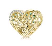 ZUOHUI Dijes de árbol de la vida de pony con corazón de cobre chapado en oro for mujer for hacer joyas, cuentas de caballo de amor for pulseras Pandora, regalo de San Valentín DIY
