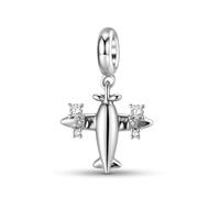ZUOHUI Dijes de avión en plata de ley S925 con incrustaciones de circonitas for mujer, ideales for pulseras y collares Pandora, Biagi o Chamilia.