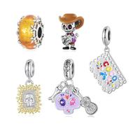ZUOHUI Dijes de calavera de guitarrista de plata de ley 925 for pulsera Pandora, regalo for mujer, esposa e hija.(5pcs)