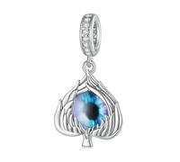 ZUOHUI Dijes de corazón de ojo de diablo de plata de ley 925 for mujer, for pulsera Pandora, fabricación de joyas DIY(SCC2458)