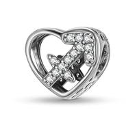 ZUOHUI Dijes de corazón de plata de ley 925 for mujer, con los 12 signos del zodiaco, for pulsera Pandora, ideal como regalo for hacer joyas, for esposa, hija o for ti misma.(Sagittarius)