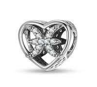 ZUOHUI Dijes de corazón de plata de ley 925 for mujer, con los 12 signos del zodiaco, for pulsera Pandora, ideal como regalo for hacer joyas, for esposa, hija o for ti misma.(Pisces)