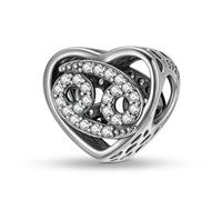 ZUOHUI Dijes de corazón de plata de ley 925 for mujer, con los 12 signos del zodiaco, for pulsera Pandora, ideal como regalo for hacer joyas, for esposa, hija o for ti misma.(Cancer)