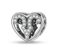 ZUOHUI Dijes de corazón de plata de ley 925 for mujer, con los 12 signos del zodiaco, for pulsera Pandora, ideal como regalo for hacer joyas, for esposa, hija o for ti misma.(Aries)