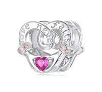 ZUOHUI Dijes de corazón de plata de ley S925 for hacer joyas: cuentas DIY for pulseras, collares y regalos for mujeres, mamás y hermanas (1,2 x 1,3 cm, 2 g)