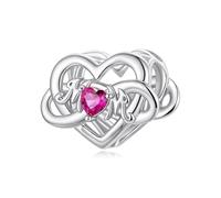 ZUOHUI Dijes de corazón de plata de ley S925 for hacer joyas de bricolaje, regalos del día de la madre for mujeres, compatibles con Pandora y pulseras europeas(BSC1252)