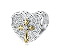 ZUOHUI Dijes de cruz de plata de ley S925 for mujer for hacer joyas cristianas DIY - 7 estilos de cuentas religiosas for pulseras compatibles con Pandora(BSC1273)