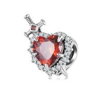 ZUOHUI Dijes de cuentas de plata de ley 925: colgante vintage de espada y corazón con circonita 3A, joyería bohemia DIY, compatibles con Pandora, Biagi, Troll y Chamilia (caja de regalo incluida)