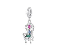 ZUOHUI Dijes de cuento de hadas de cobre chapado en platino for mujer, fabricación de joyas DIY, cuentas de taza de té de unicornio Castillo for pulseras Pandora(Magic Stool YIC189)