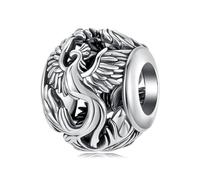 ZUOHUI Dijes de dragón y fénix en plata de ley S925 - Cuentas DIY de mitología china compatibles con Pandora, Biagi, Troll y Chamilia | Joyería cultural hipoalergénica(SCC3078)